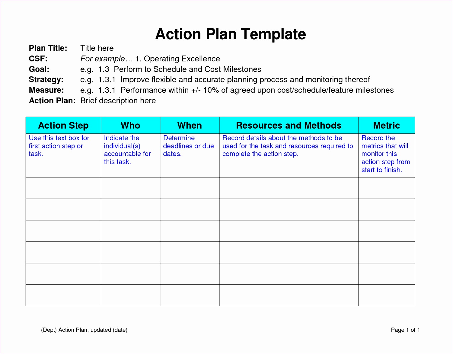 simple project plan template free